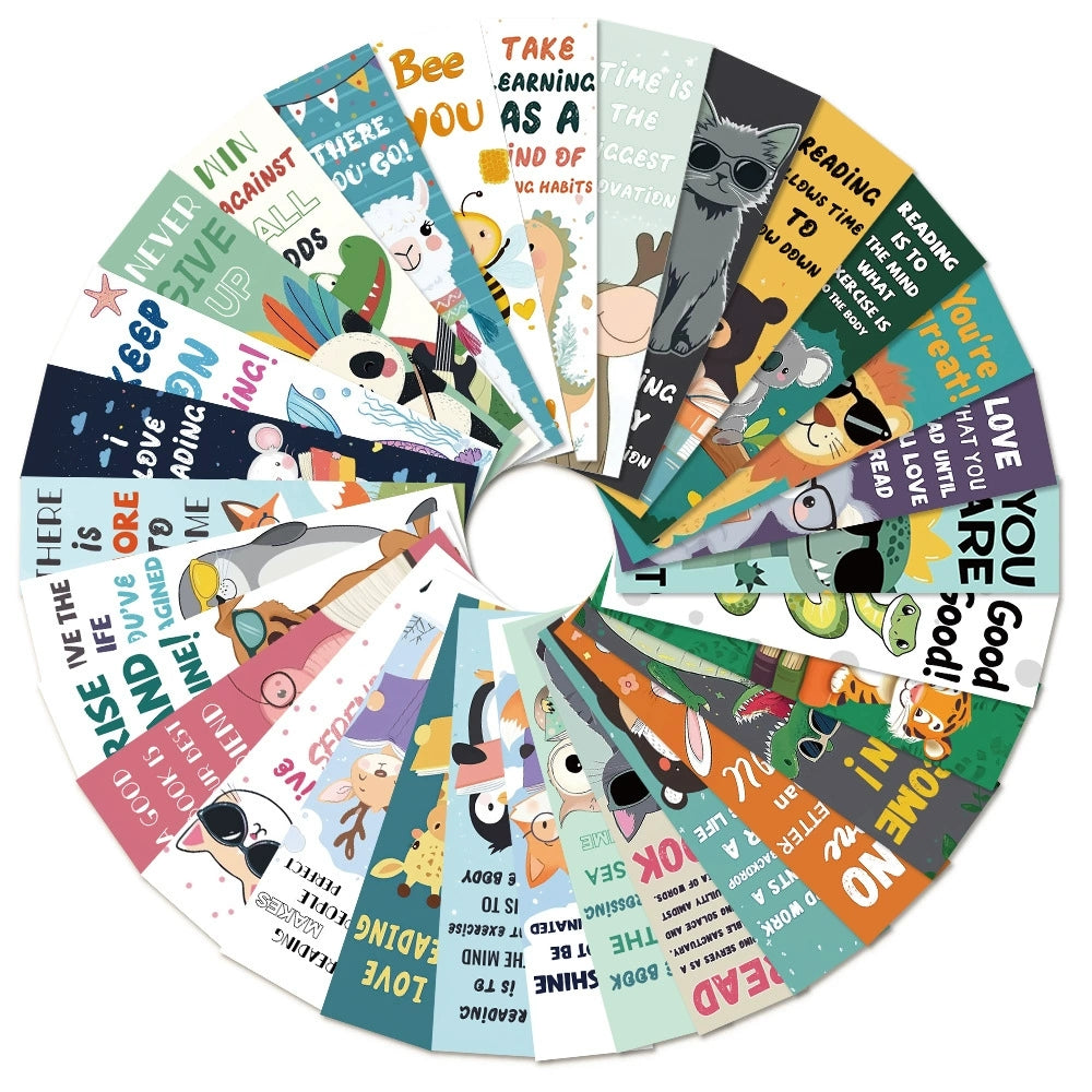 Animals with inspirational quote bookmarks