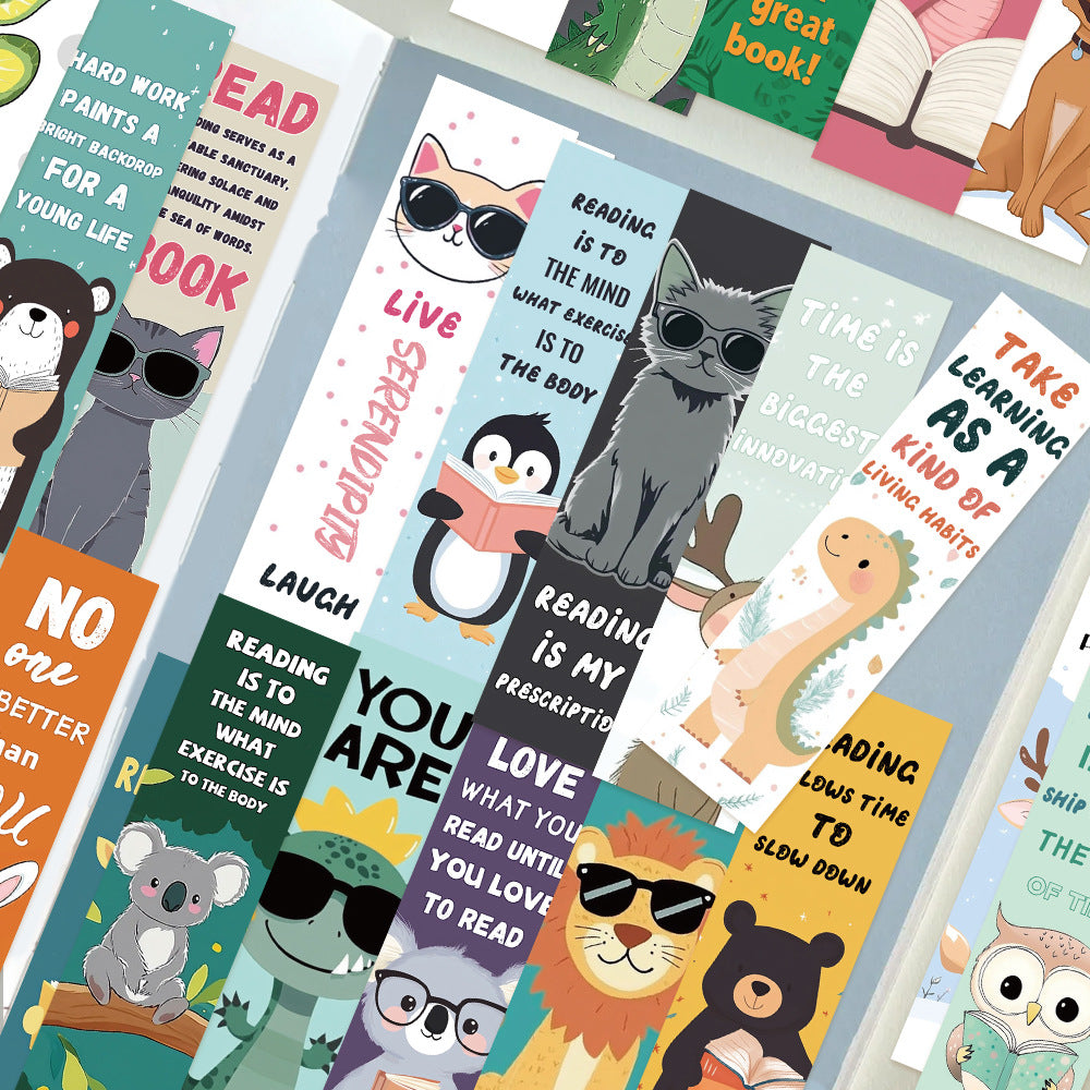 Animals with inspirational quote bookmarks